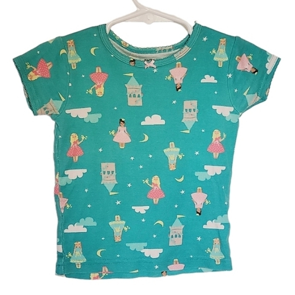 Carter's Teal Princess Print Short Sleeve Pajama Top